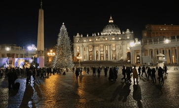 Belén y árblo de navidad en la Santa Sede